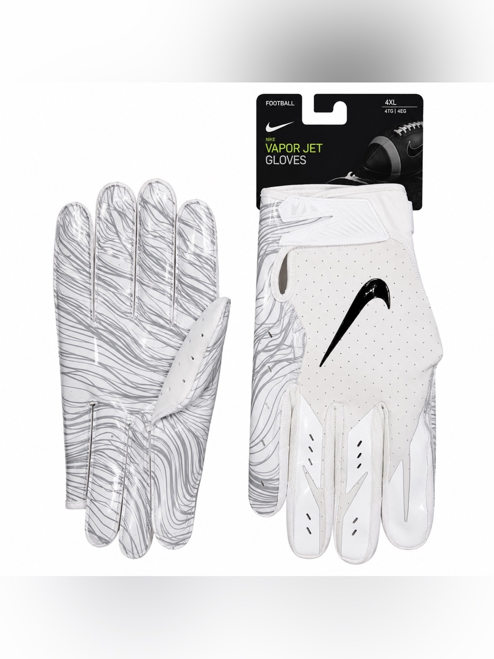 Nike Vapor Jet Football Gloves White Gray PGF659 Men’s 4XL New Football